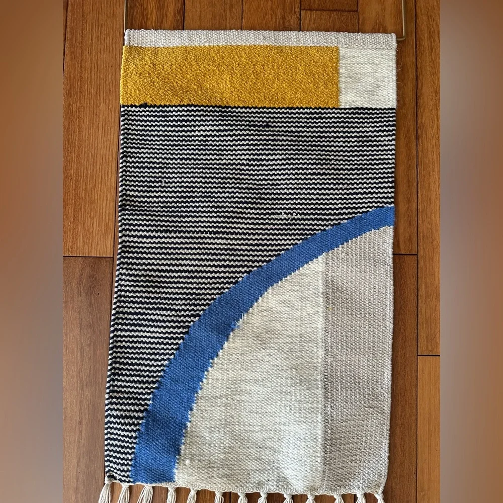 Abstract Woven Wall Hanging with Fringe